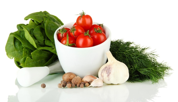 Close-up of fresh vegetables and herbs
